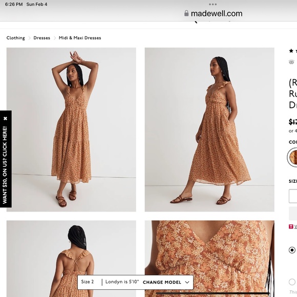 Madewell Dresses & Skirts - NWT Madewel(Re)sourced Georgette Ruffle-Sleeve Tiered Midi Dress in Daisy Meadow